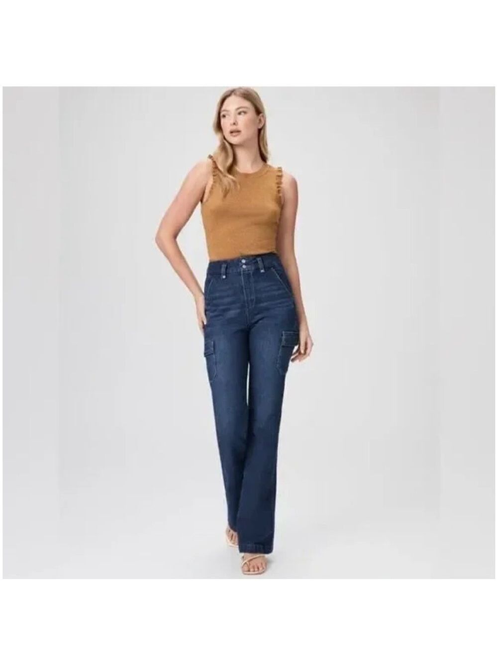 NWT Paige Dion Cargo Pockets Gracie Lou Wide Leg Jean Size 26 - Picture 2 of 13